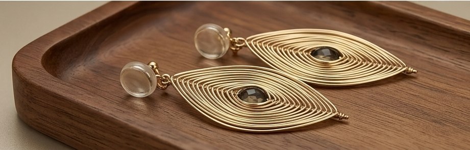 "Ripple" Hand-Wrapped Wire Earring