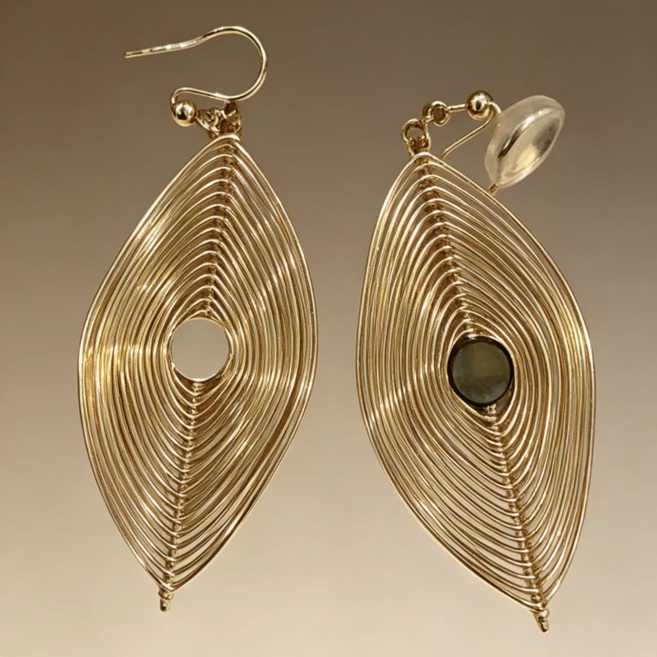 "Ripple" Hand-Wrapped Wire Earring