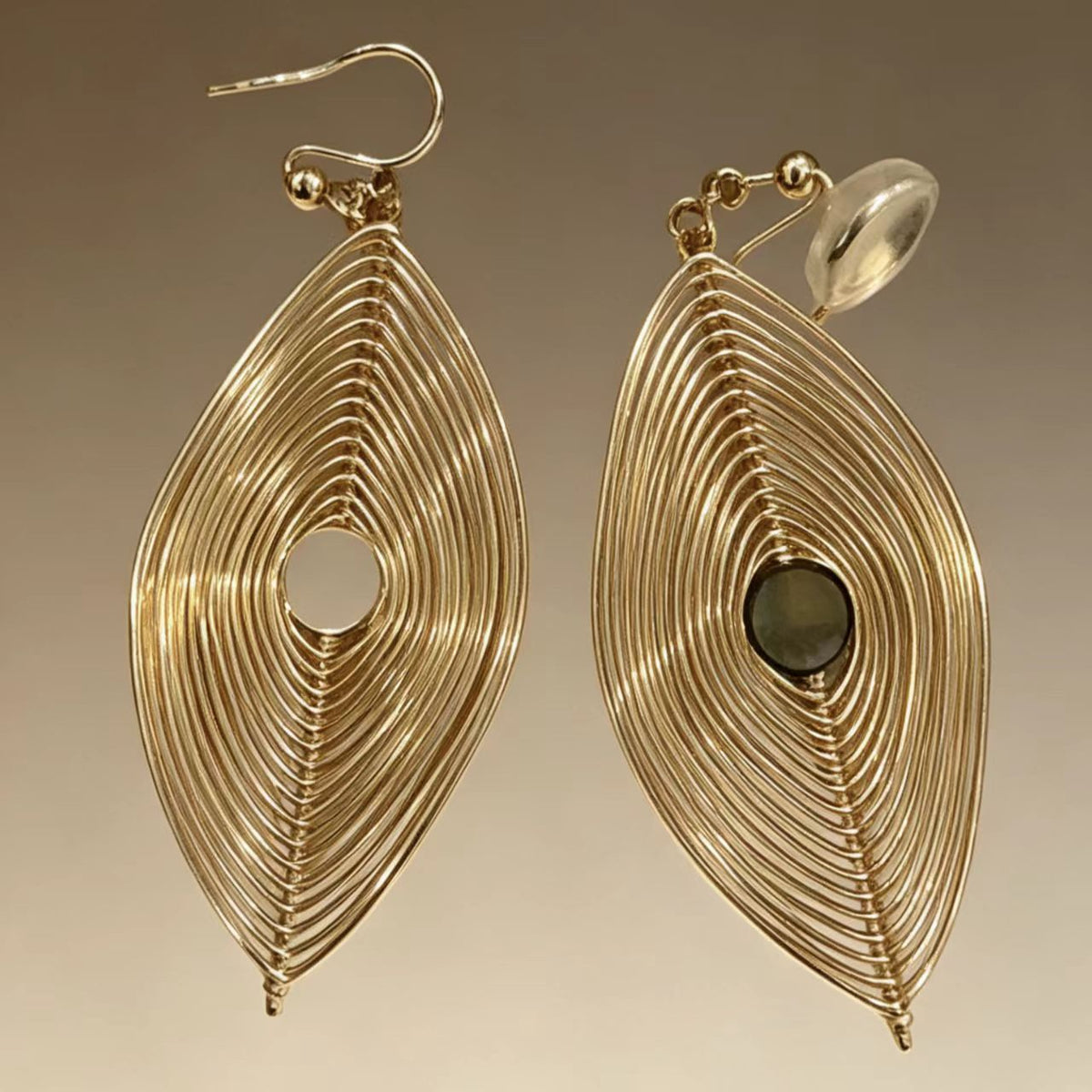"Ripple" Hand-Wrapped Wire Earring