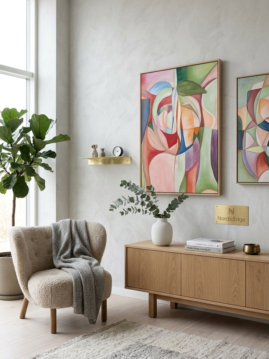 Apple" Modern Organic Abstract Canvas Wall Art – surface detail