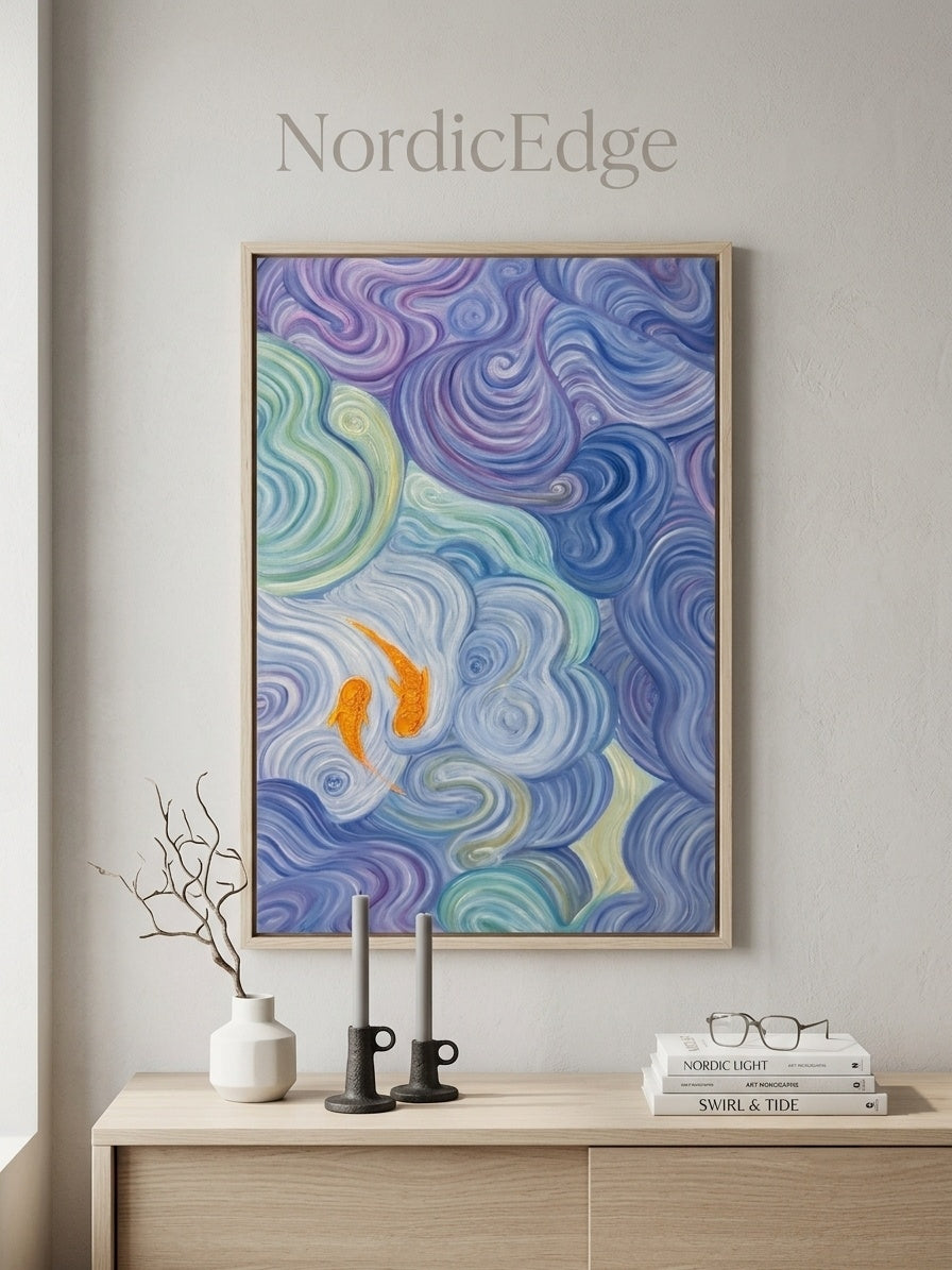 "Vortex of Koi" Modern Organic Abstract Canvas Wall Art