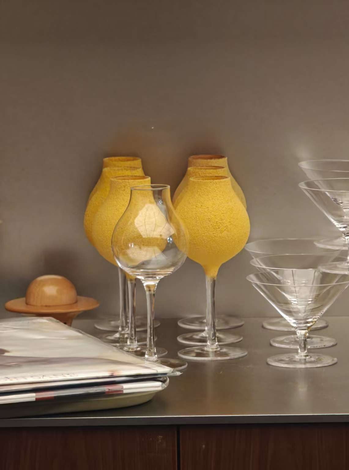 "Amber" Hand-Blown Burgundy Wine Glass