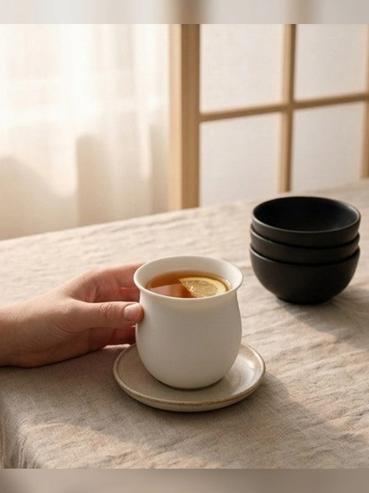 Cloudrest" Handmade Matte Porcelain Tea Cup – material detail