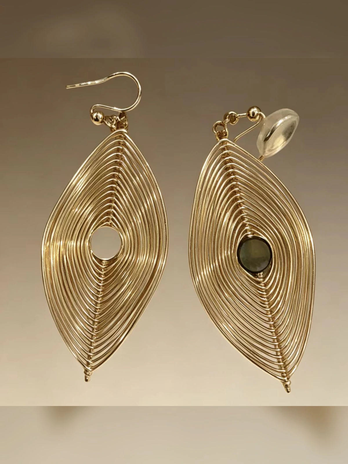 Ripple" Hand-Wrapped Wire Earring – front view